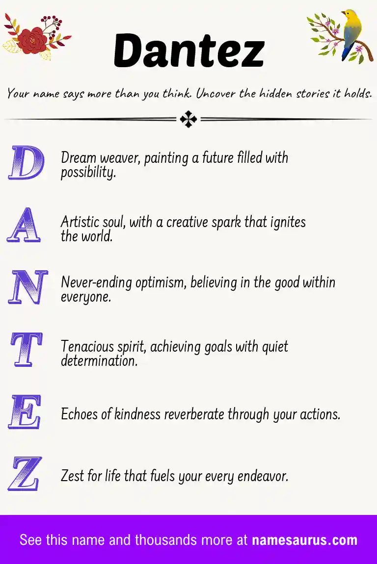 Acrostic poem about Dantez.