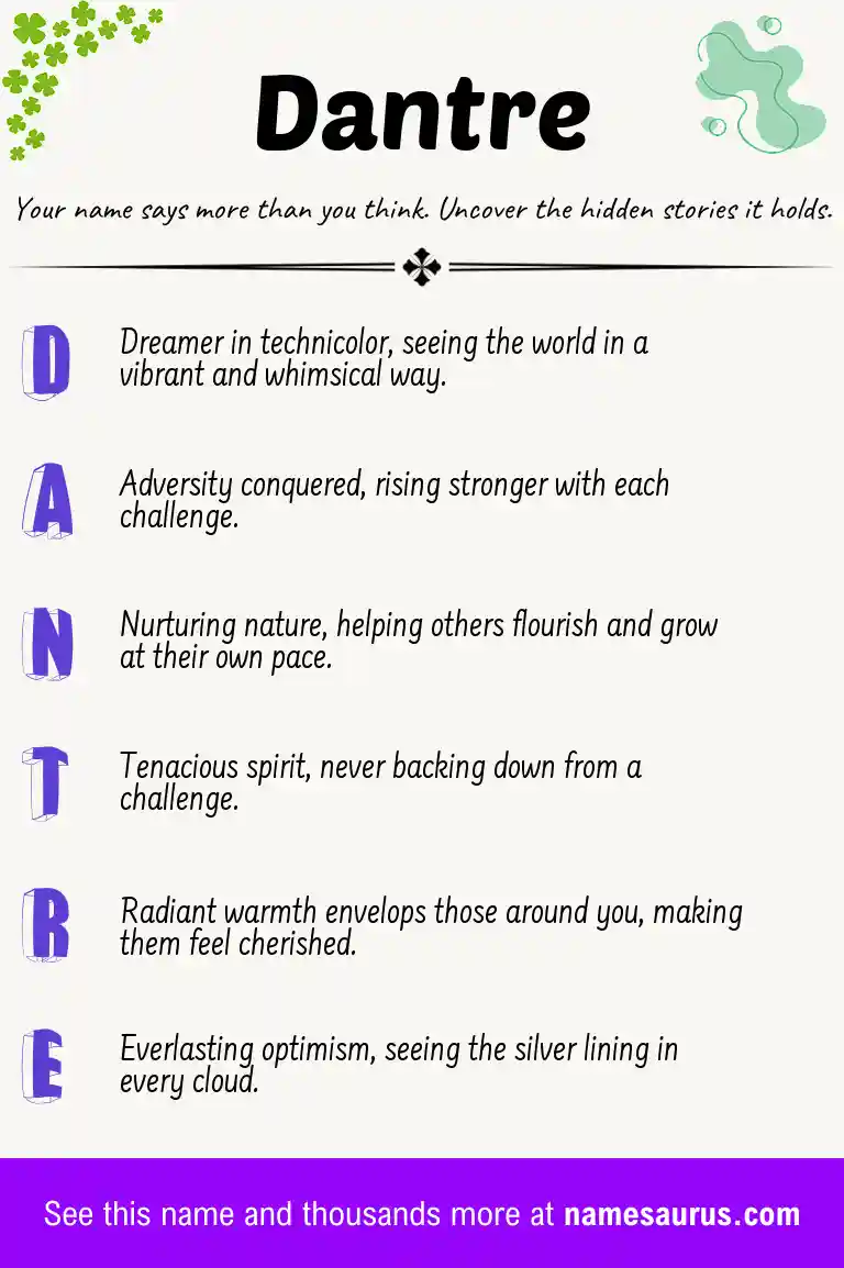 Acrostic poem about Dantre.