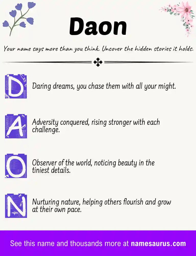 Acrostic poem about Daon.