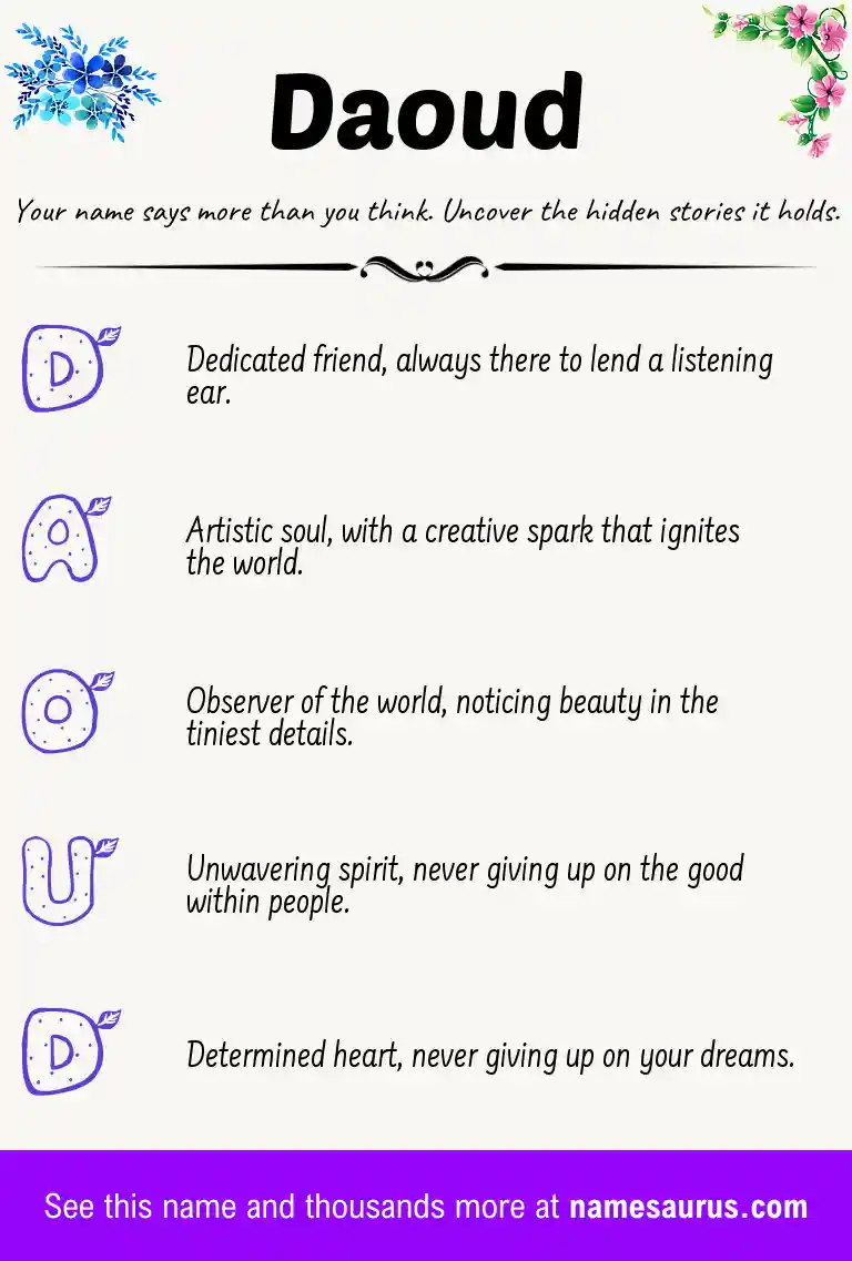 Acrostic poem about Daoud.