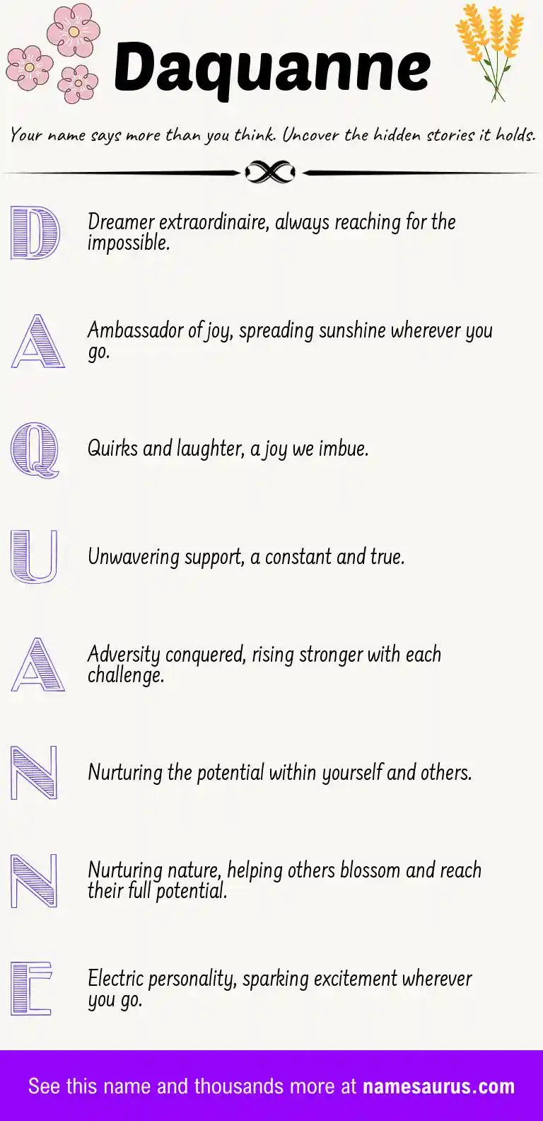 Acrostic poem about Daquanne.