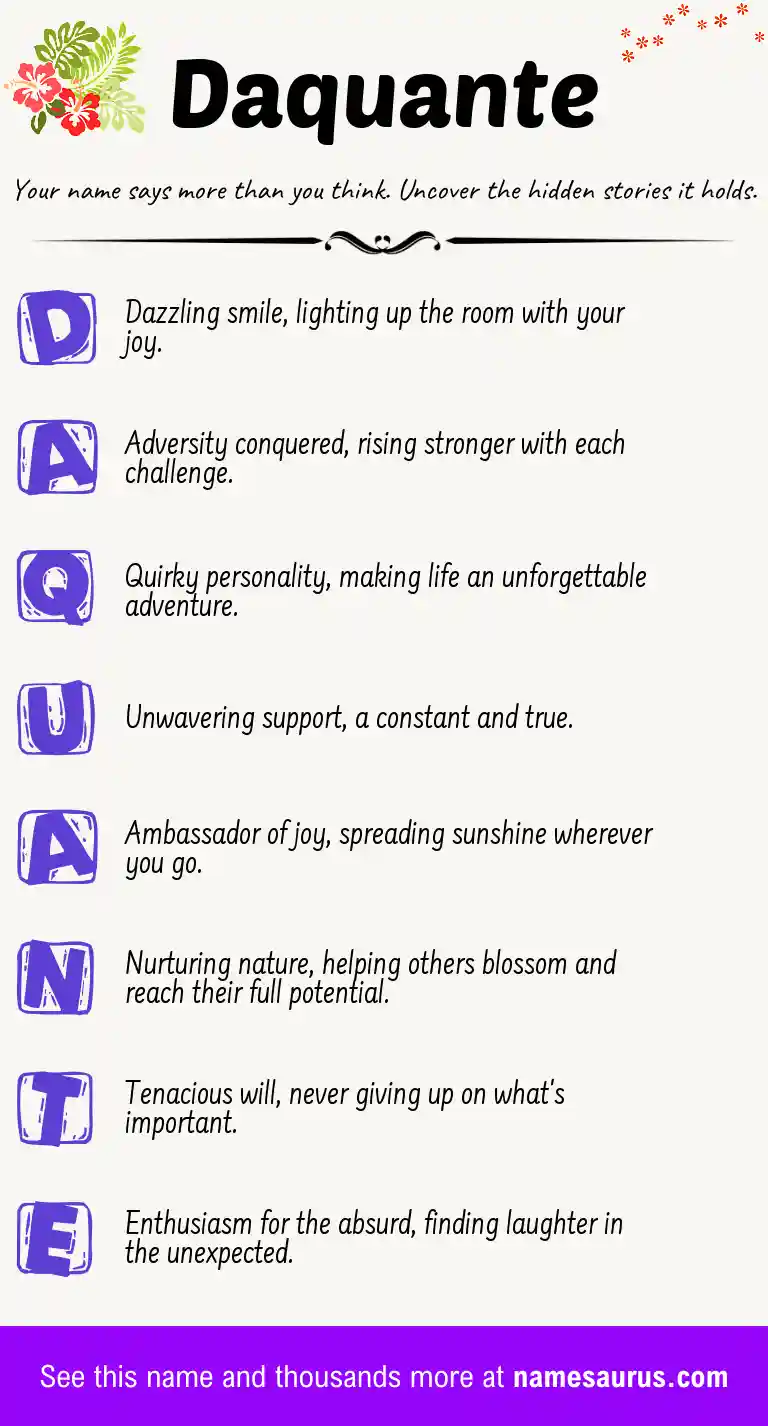 Acrostic poem about Daquante.