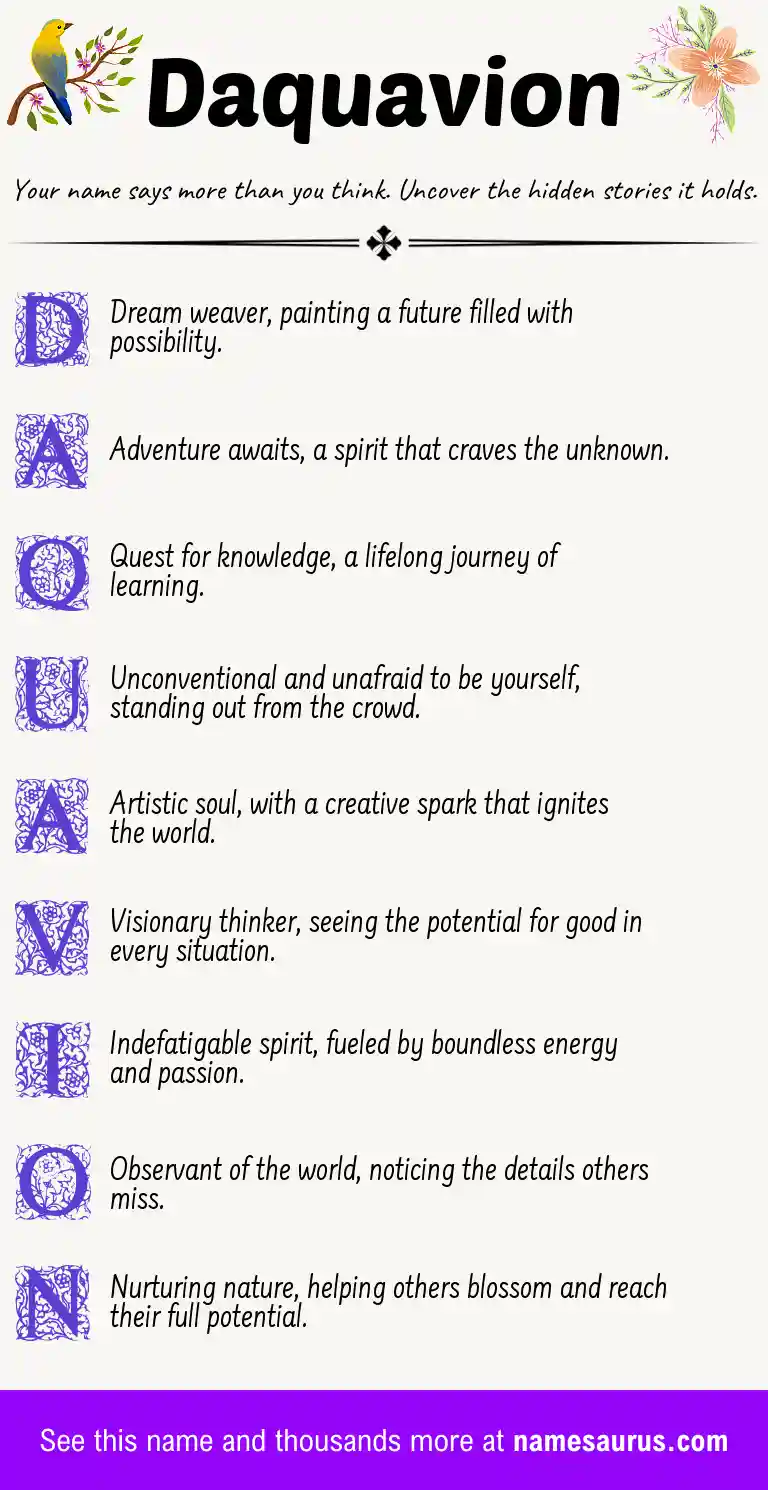 Acrostic poem about Daquavion.