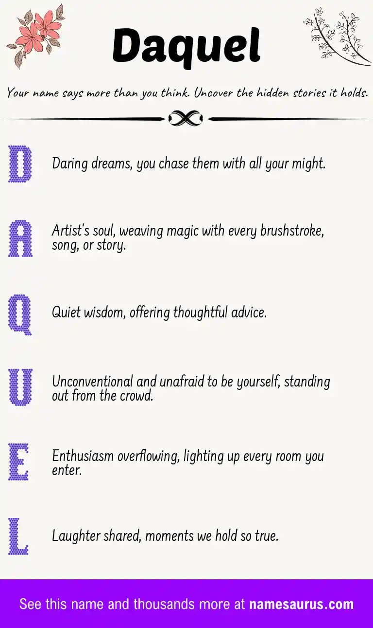 Acrostic poem about Daquel.