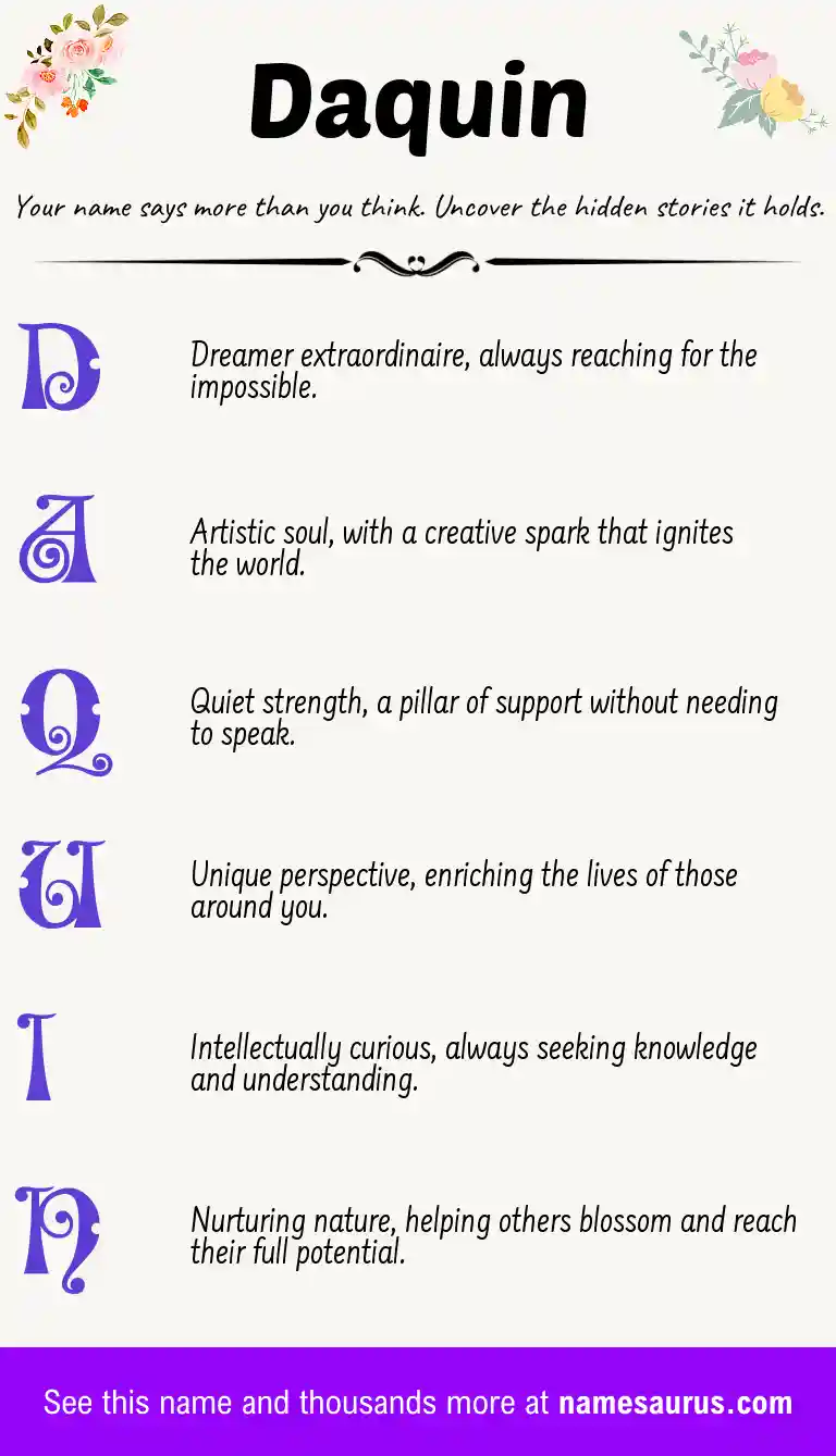 Acrostic poem about Daquin.