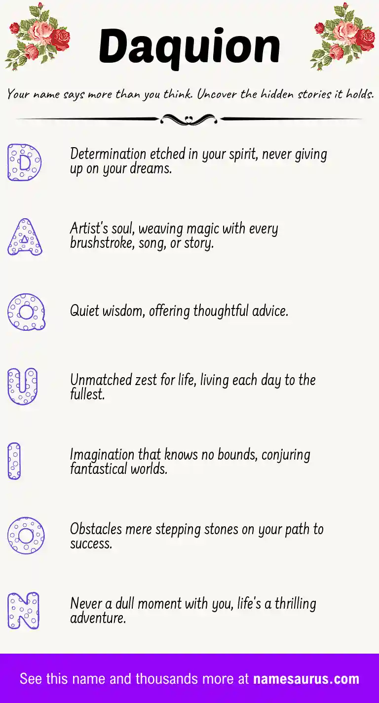 Acrostic poem about Daquion.