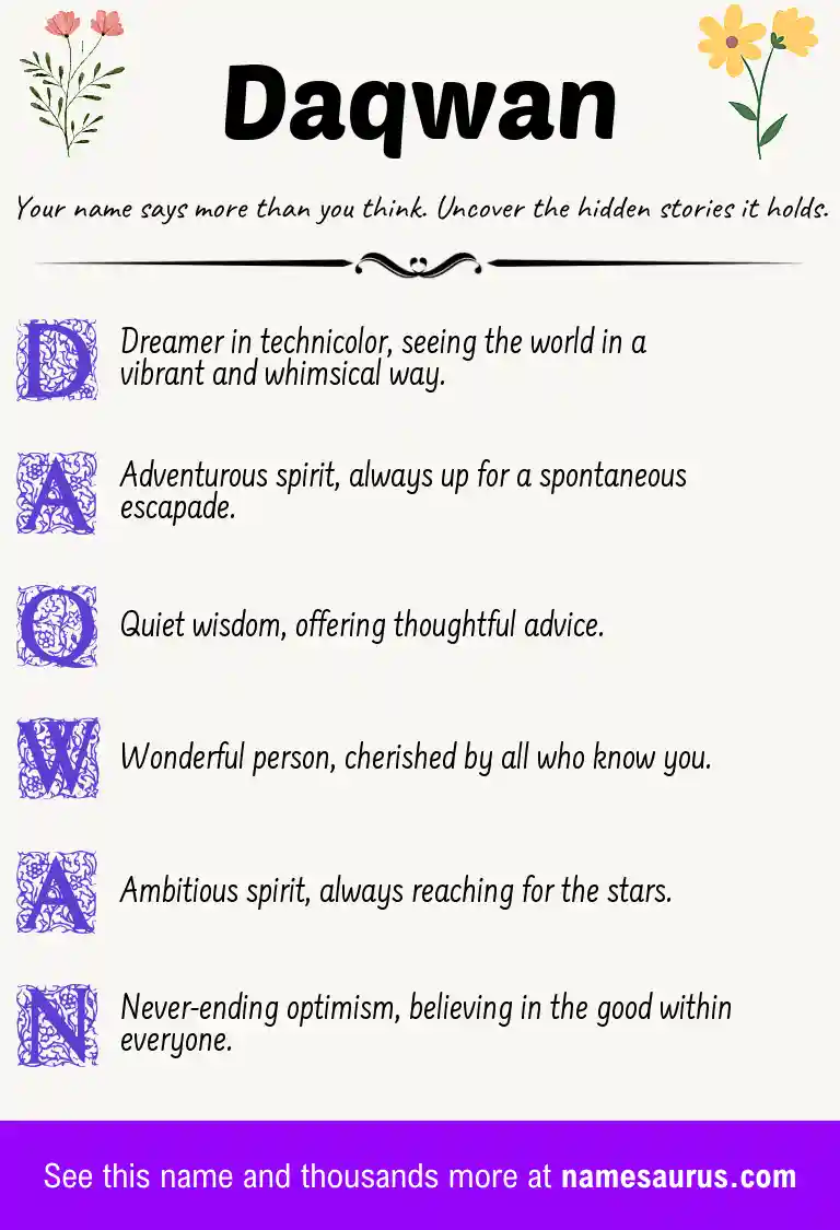 Acrostic poem about Daqwan.