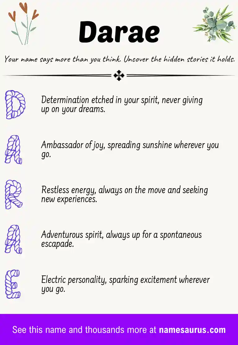 Acrostic poem about Darae.