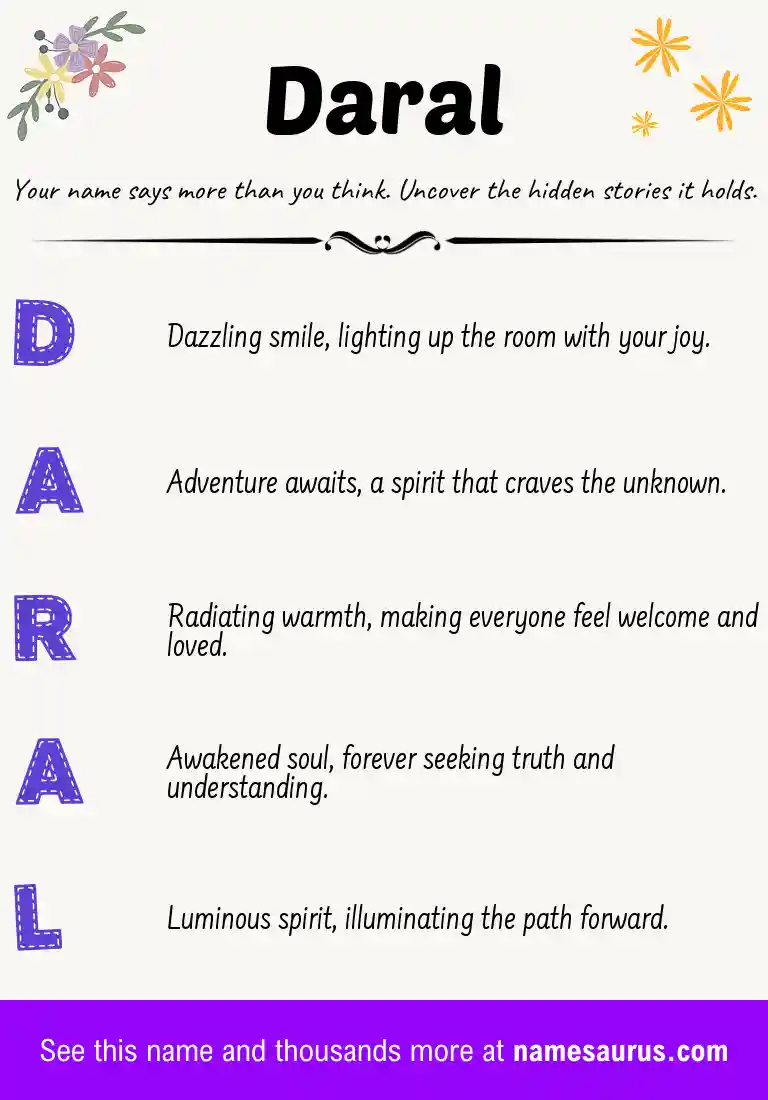 Acrostic poem about Daral.