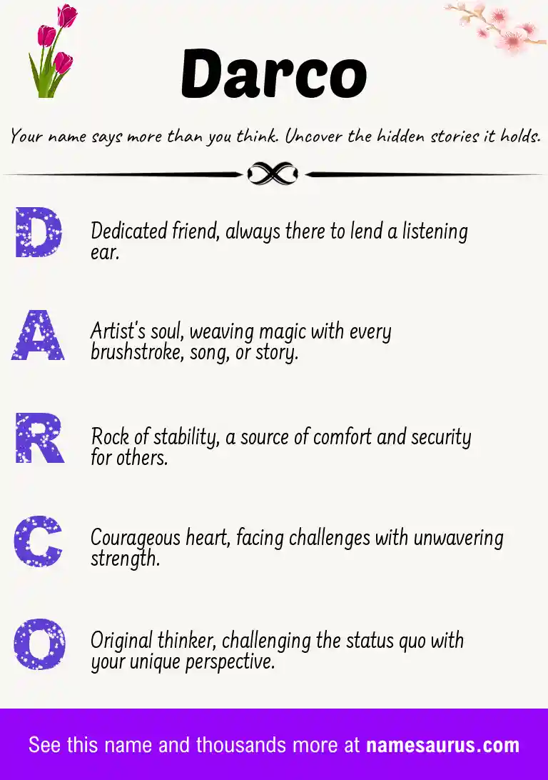 Acrostic poem about Darco.
