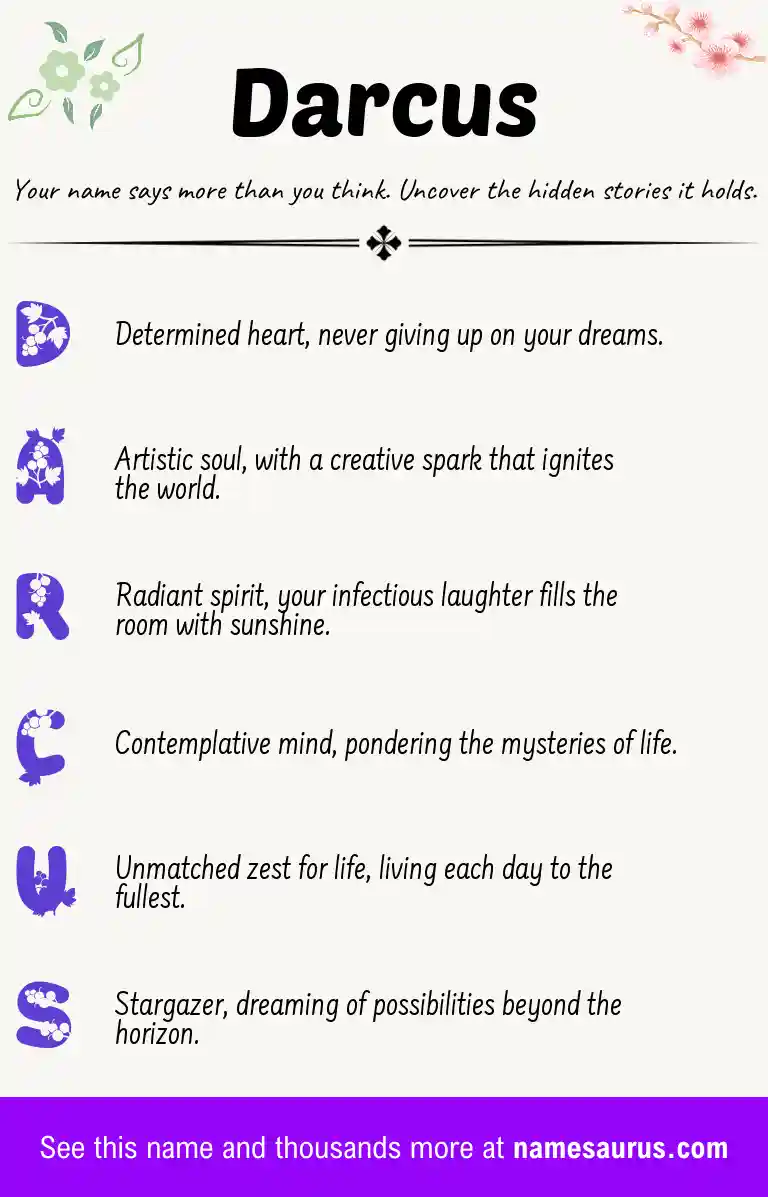 Acrostic poem about Darcus.