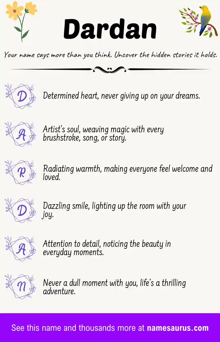 Acrostic poem about Dardan.