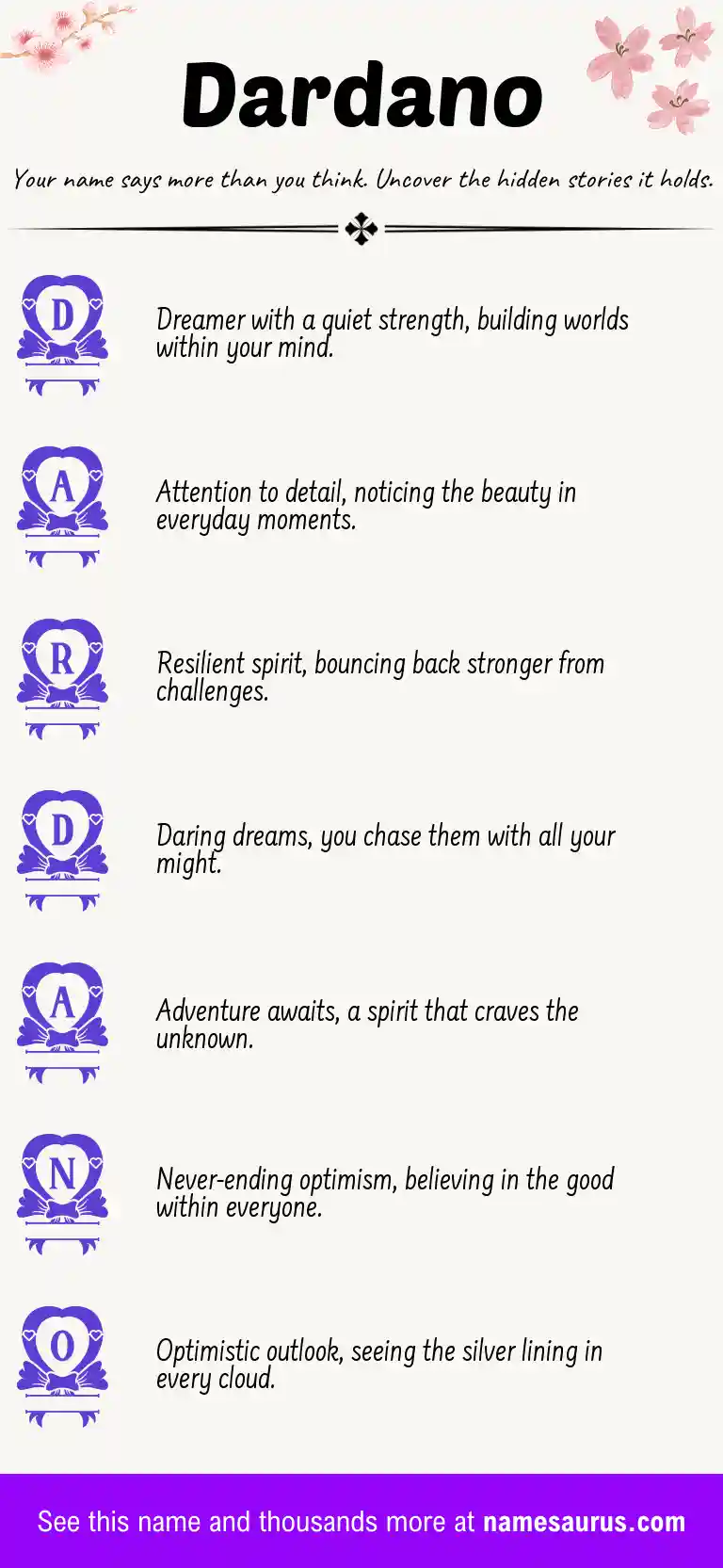 Acrostic poem about Dardano.