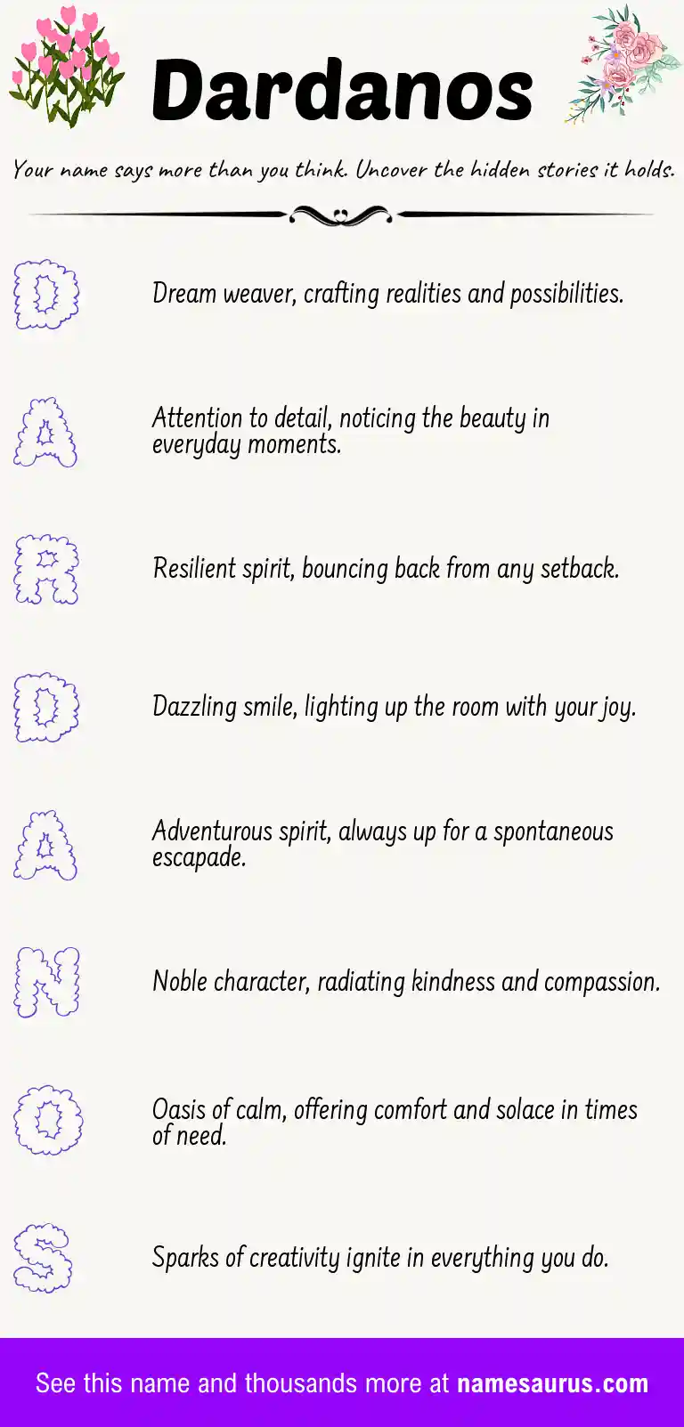 Acrostic poem about Dardanos.