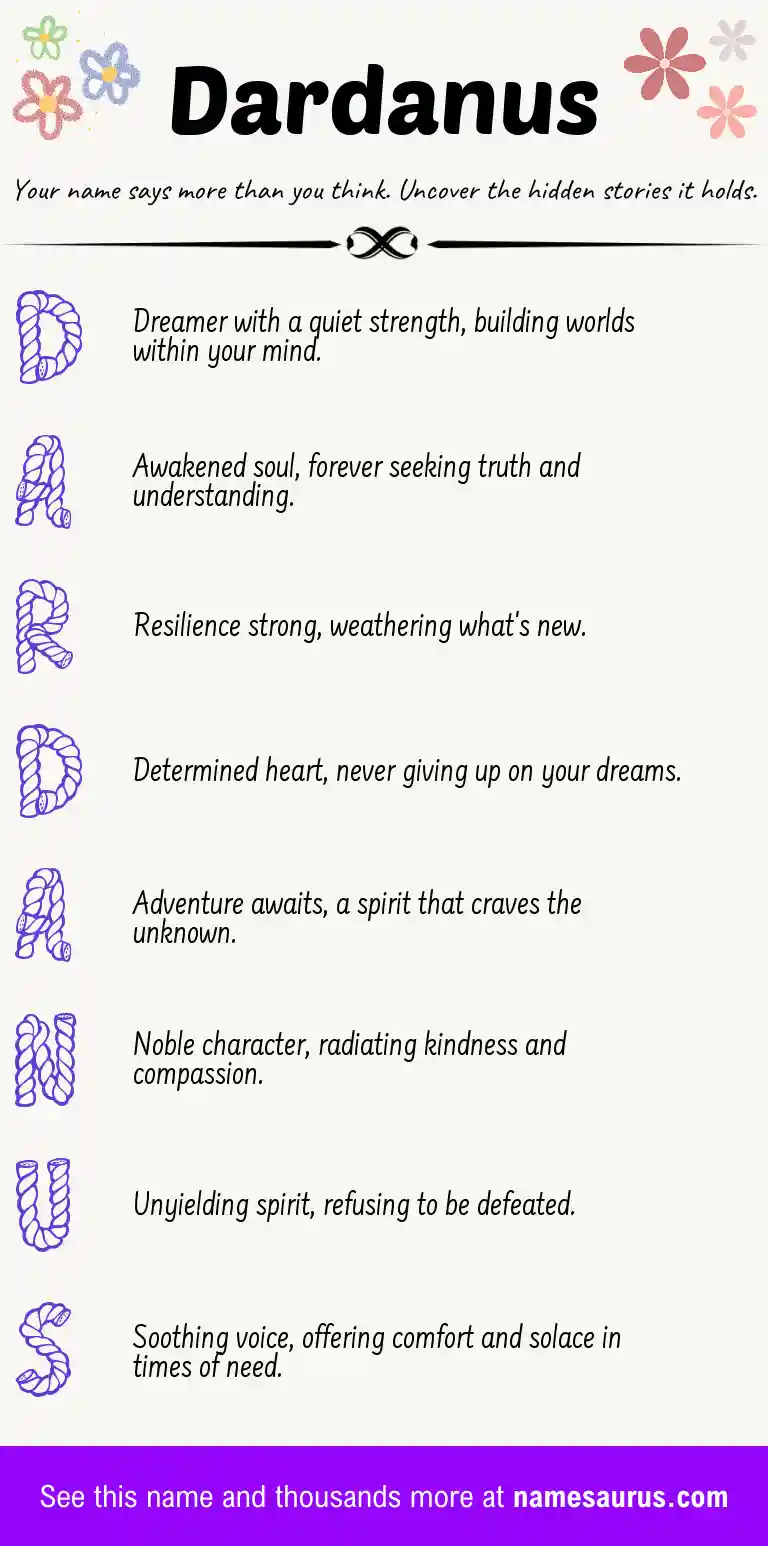 Acrostic poem about Dardanus.