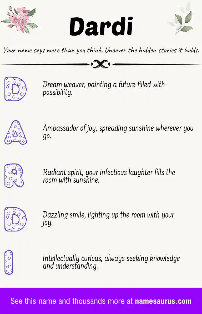 Acrostic poem about Dardi.