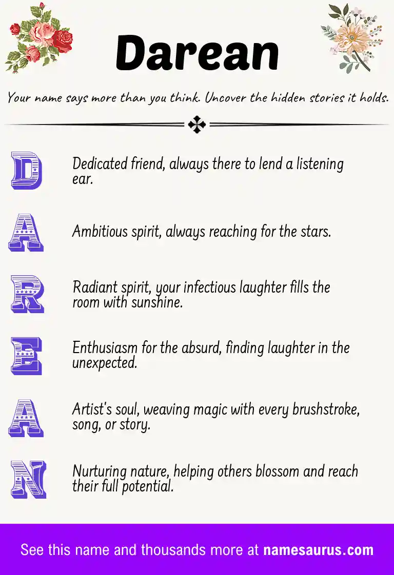 Acrostic poem about Darean.