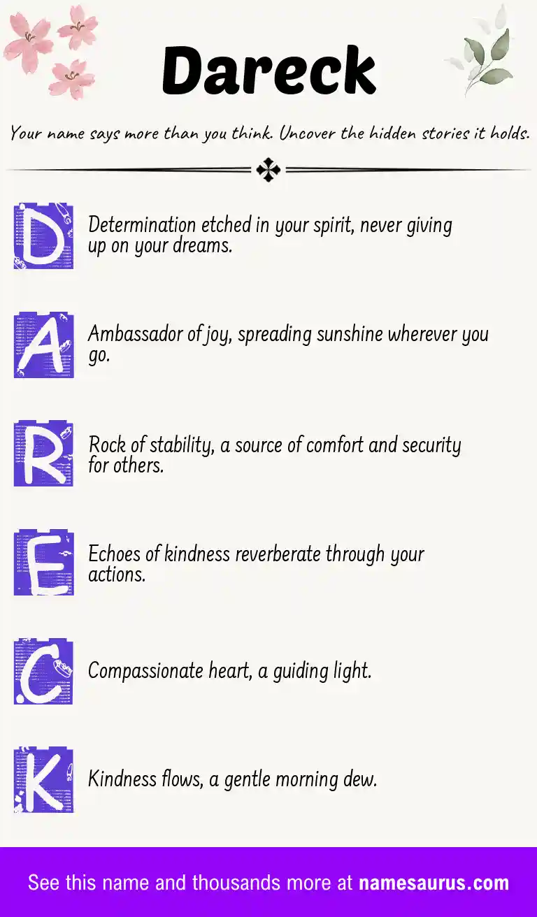 Acrostic poem about Dareck.