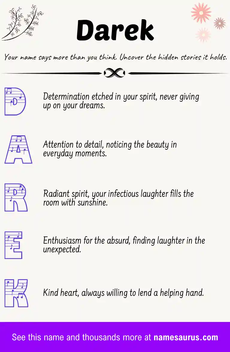 Acrostic poem about Darek.