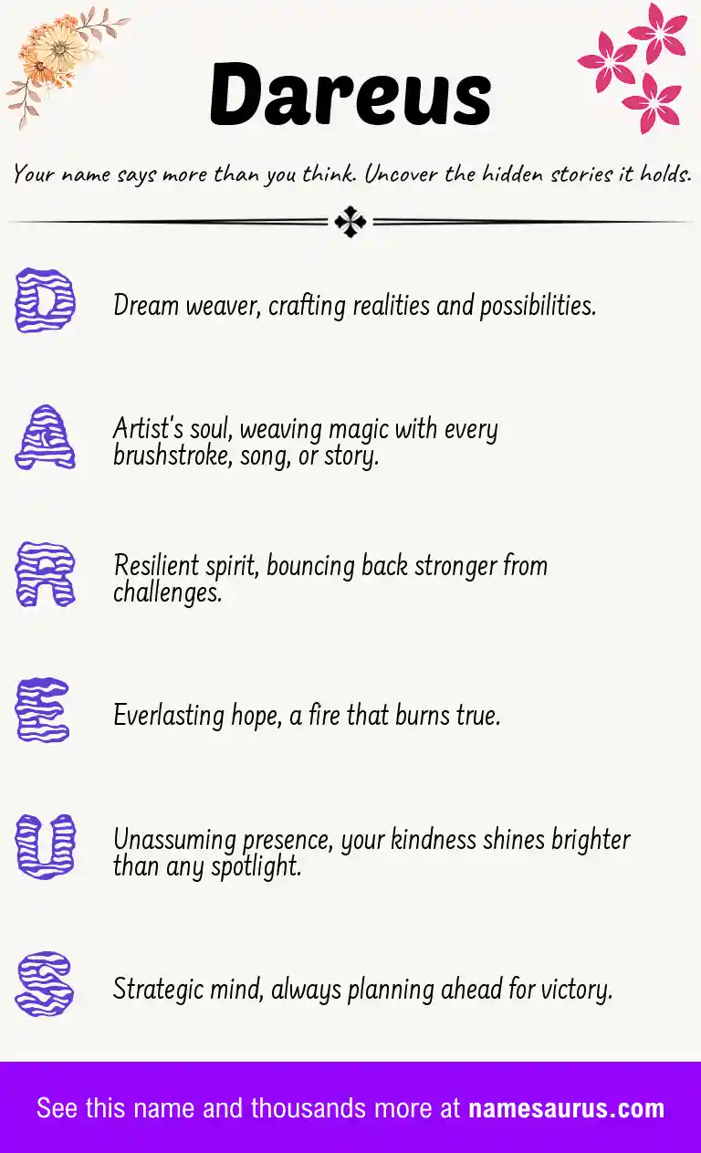 Acrostic poem about Dareus.