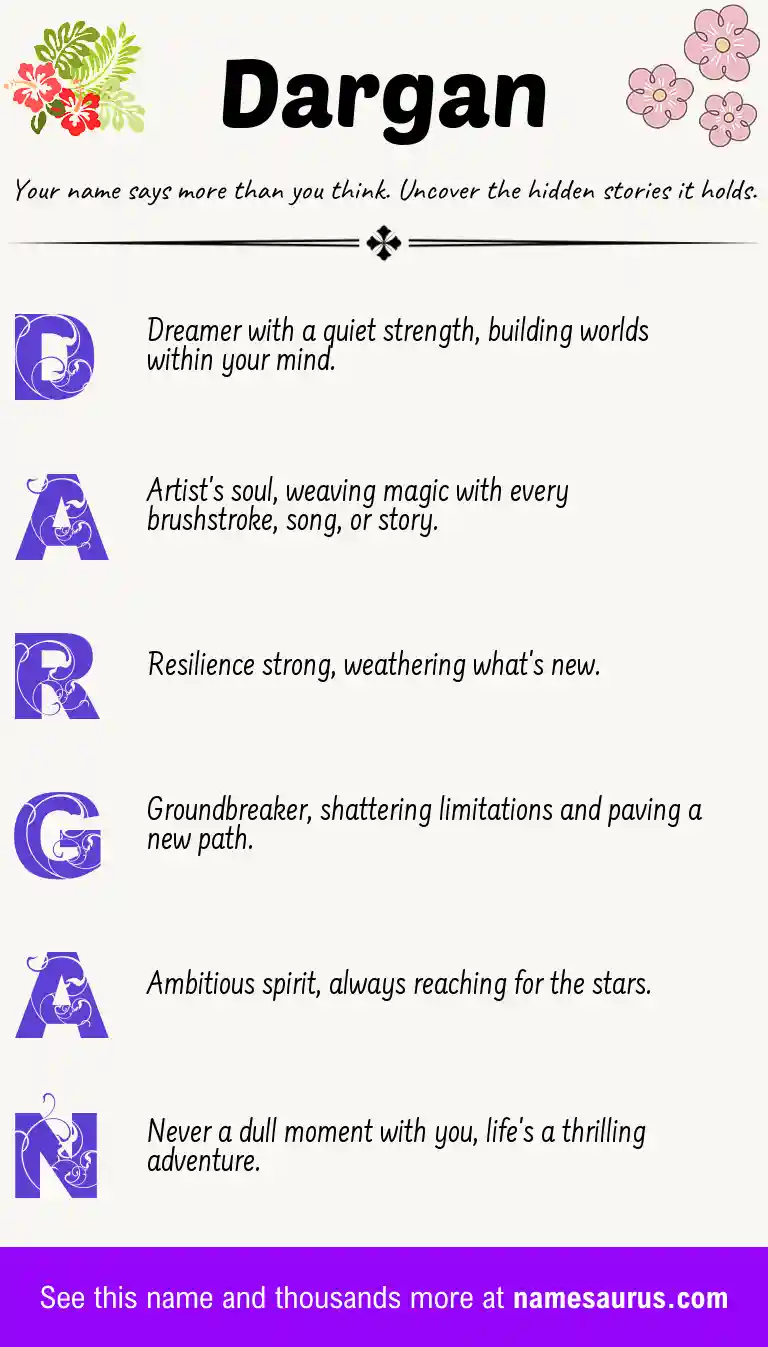 Acrostic poem about Dargan.