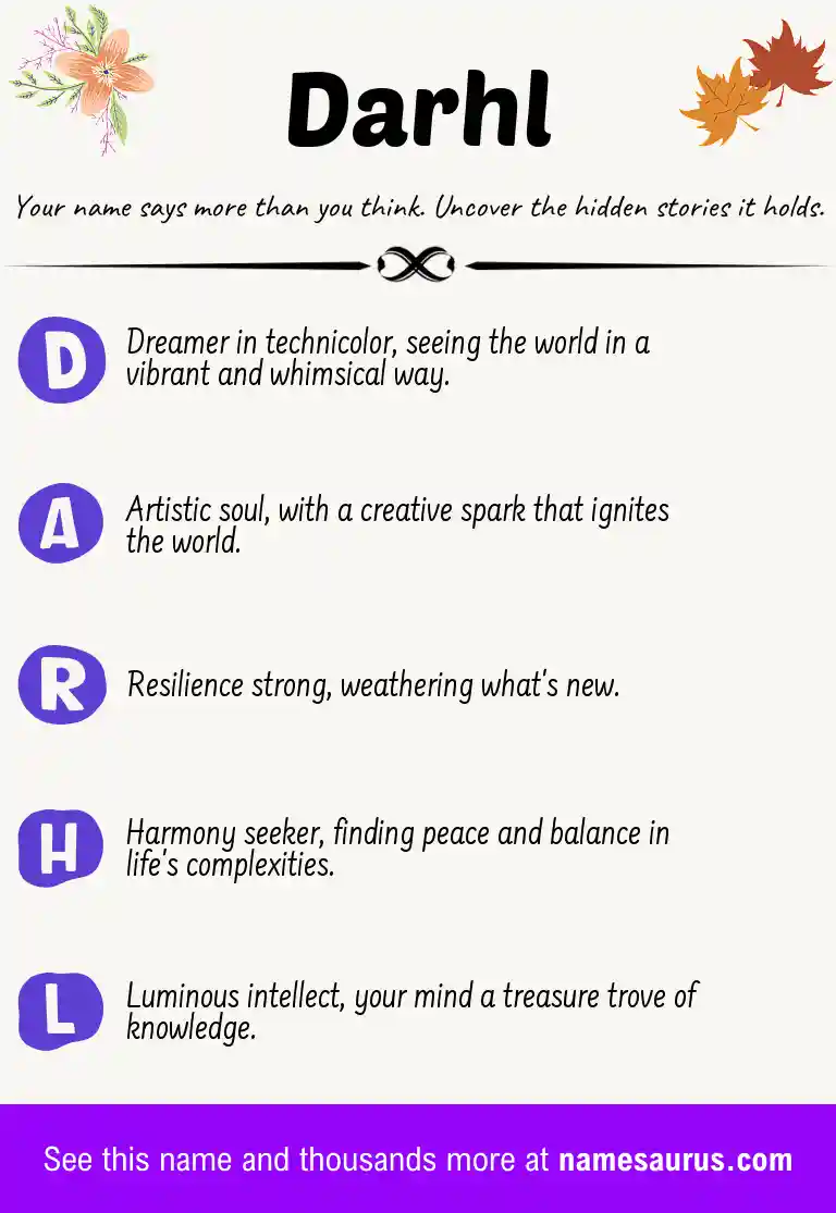 Acrostic poem about Darhl.