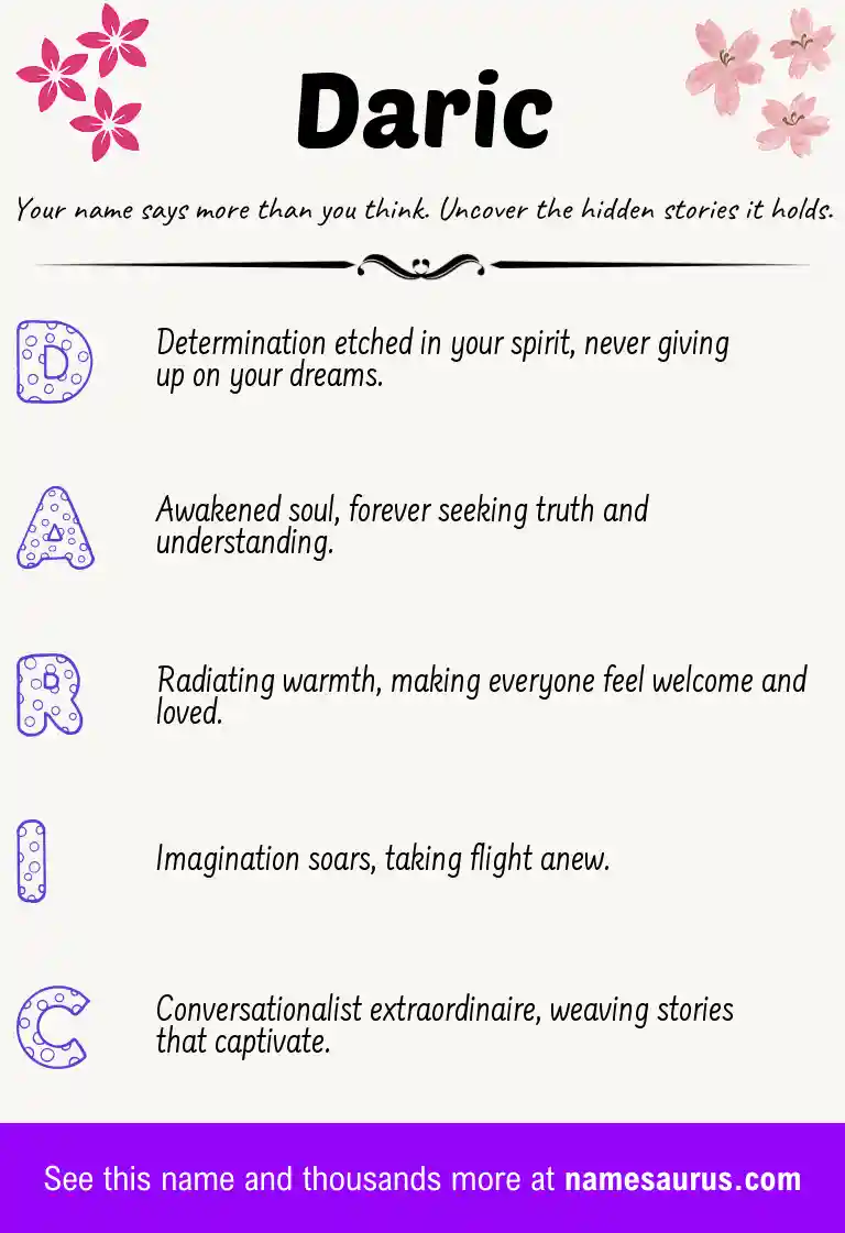 Acrostic poem about Daric.