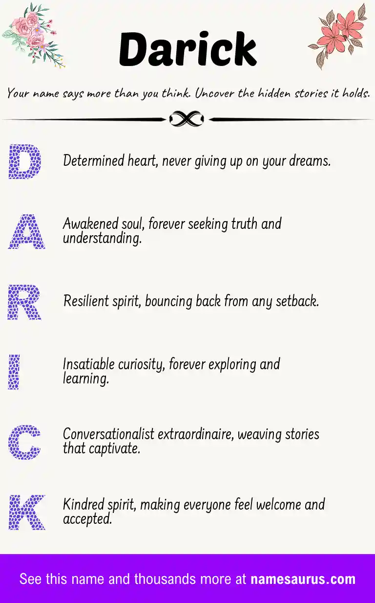 Acrostic poem about Darick.