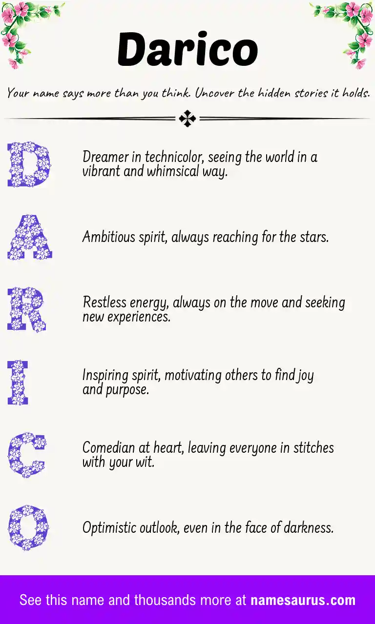 Acrostic poem about Darico.