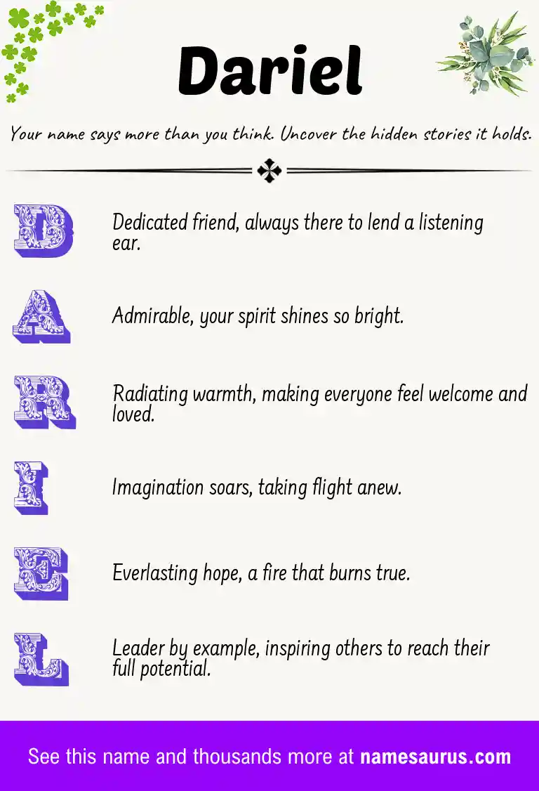 Acrostic poem about Dariel.