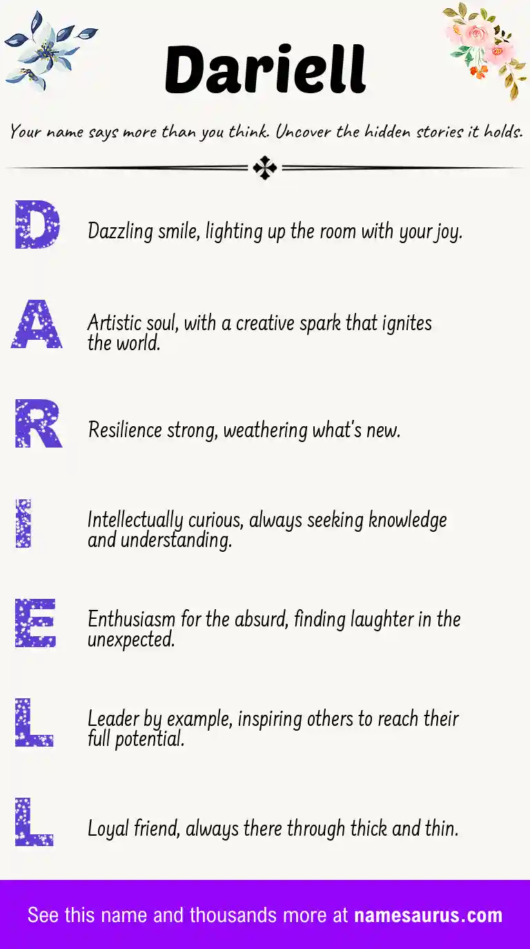 Acrostic poem about Dariell.