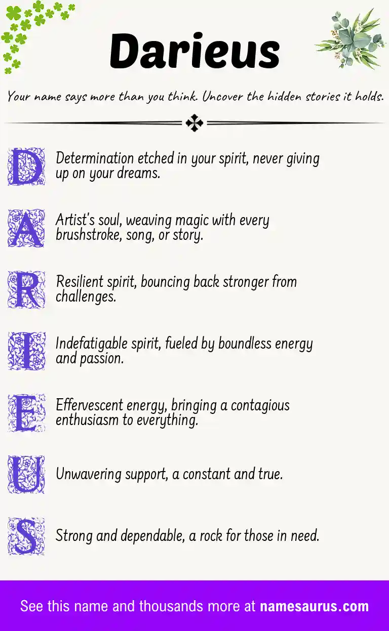 Acrostic poem about Darieus.