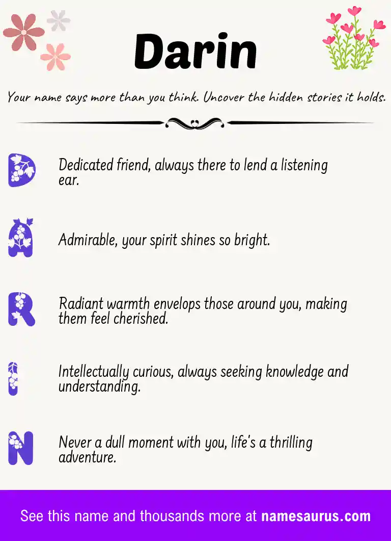 Acrostic poem about Darin.