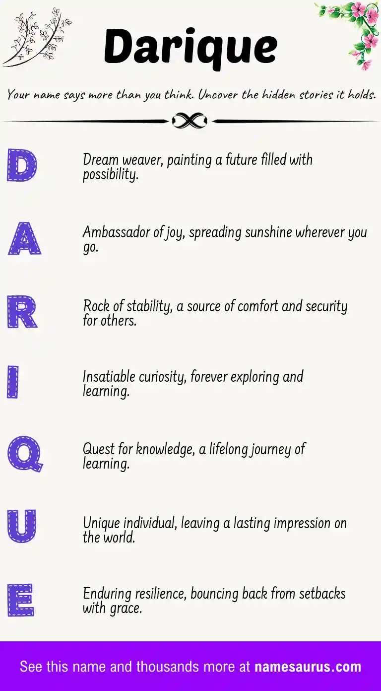 Acrostic poem about Darique.
