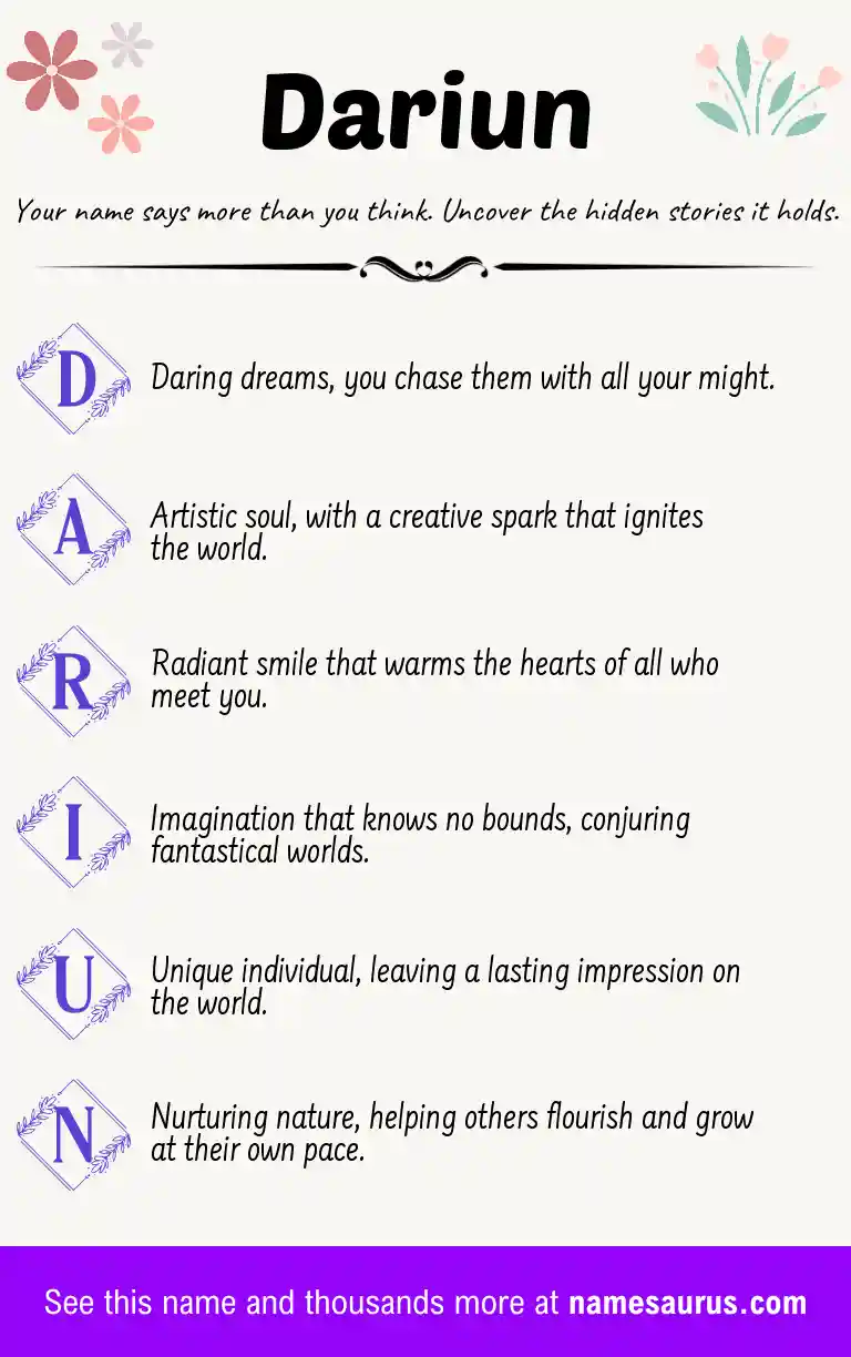 Acrostic poem about Dariun.