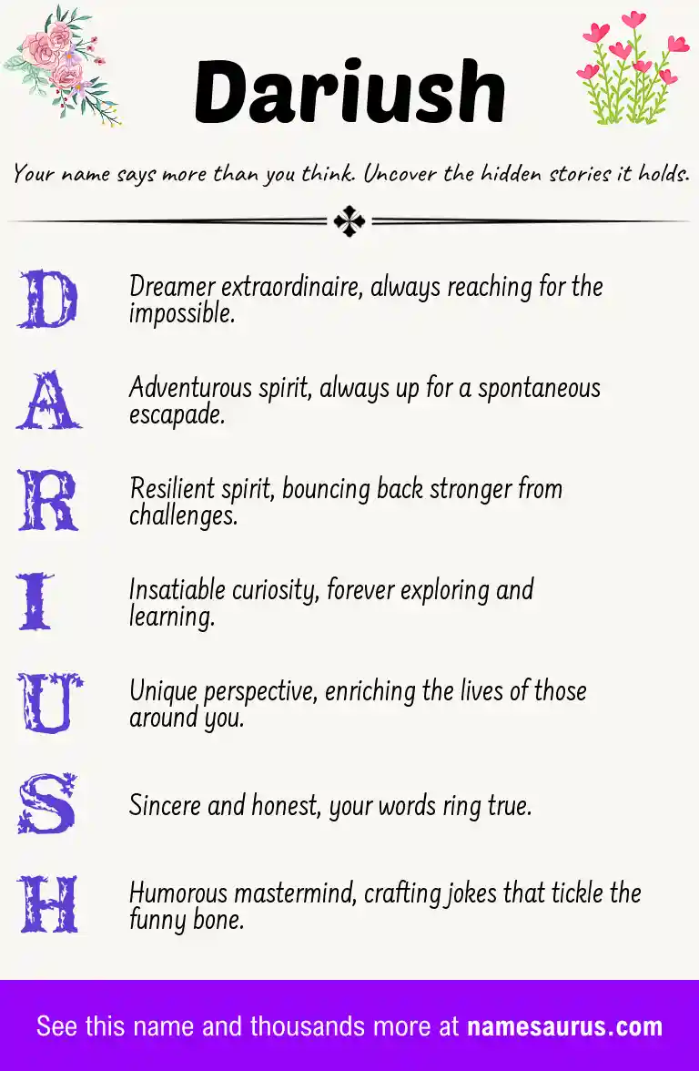 Acrostic poem about Dariush.