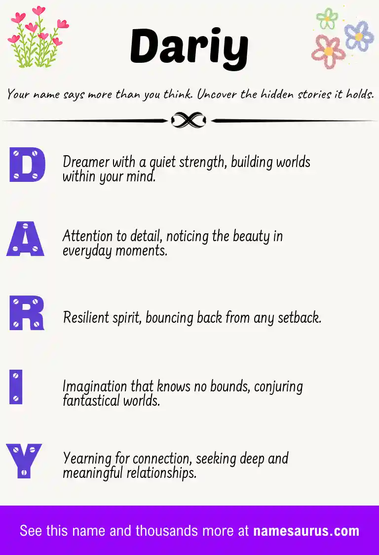 Acrostic poem about Dariy.