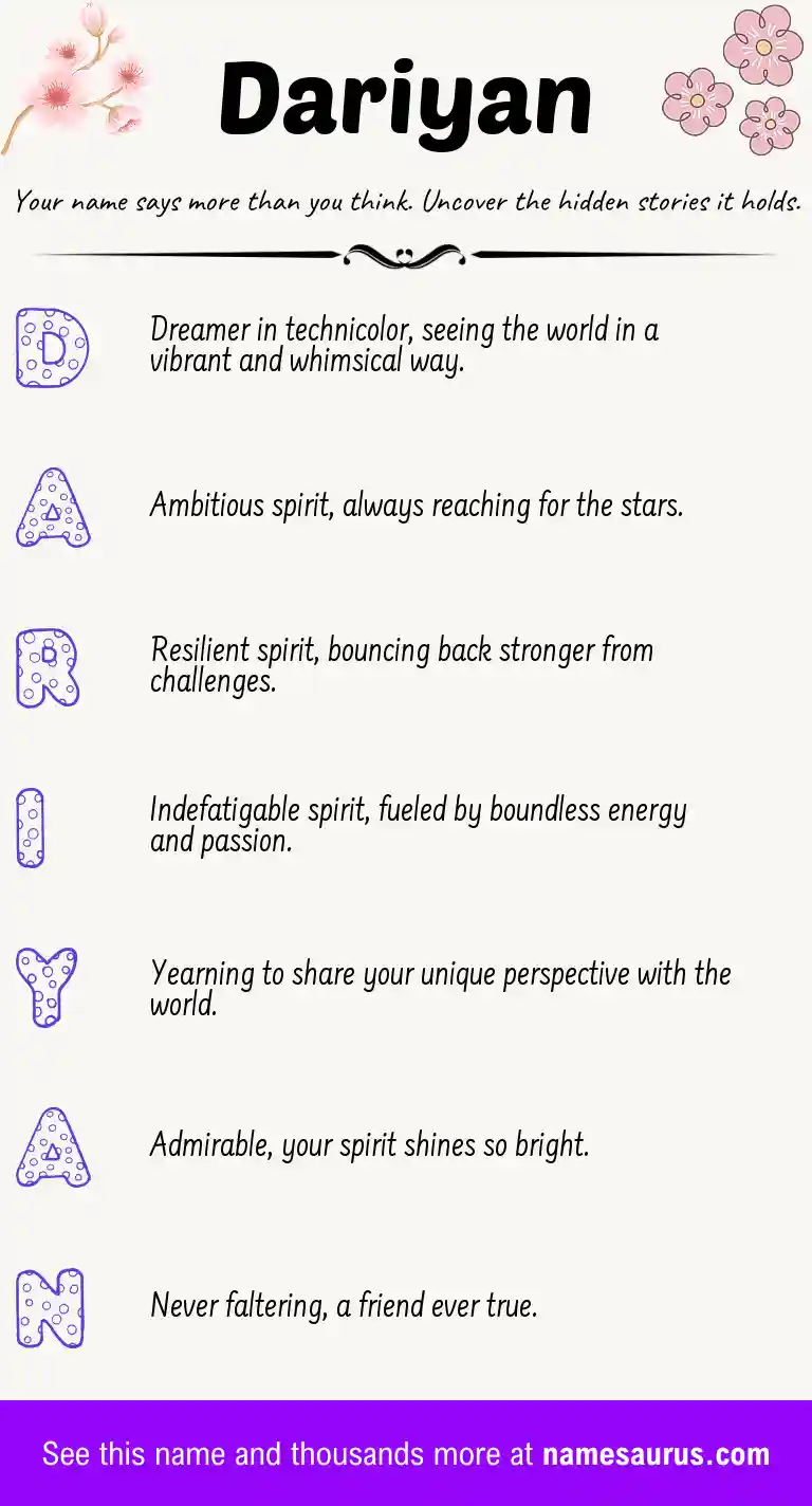 Acrostic poem about Dariyan.