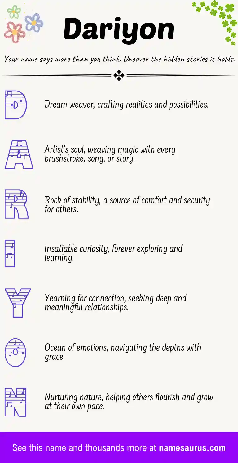 Acrostic poem about Dariyon.