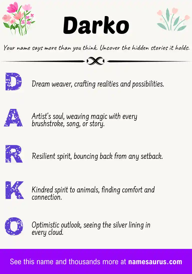 Acrostic poem about Darko.