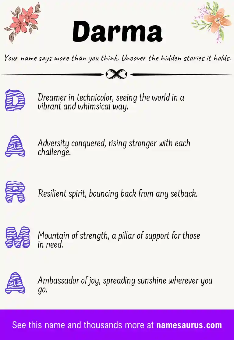 Acrostic poem about Darma.
