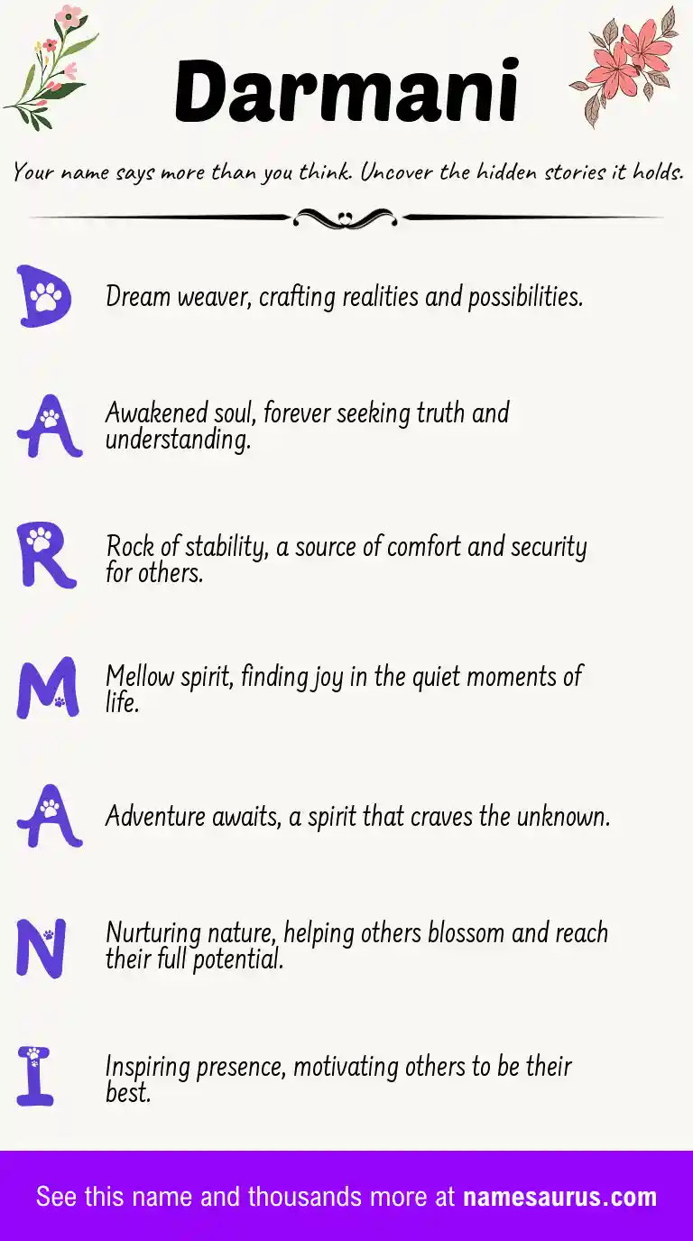 Acrostic poem about Darmani.