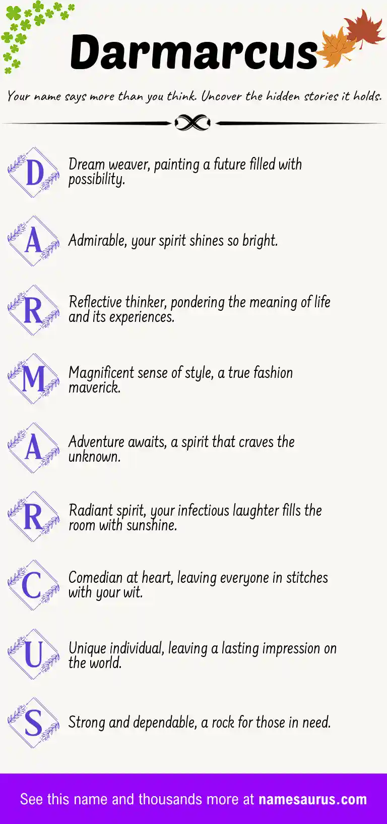 Acrostic poem about Darmarcus.
