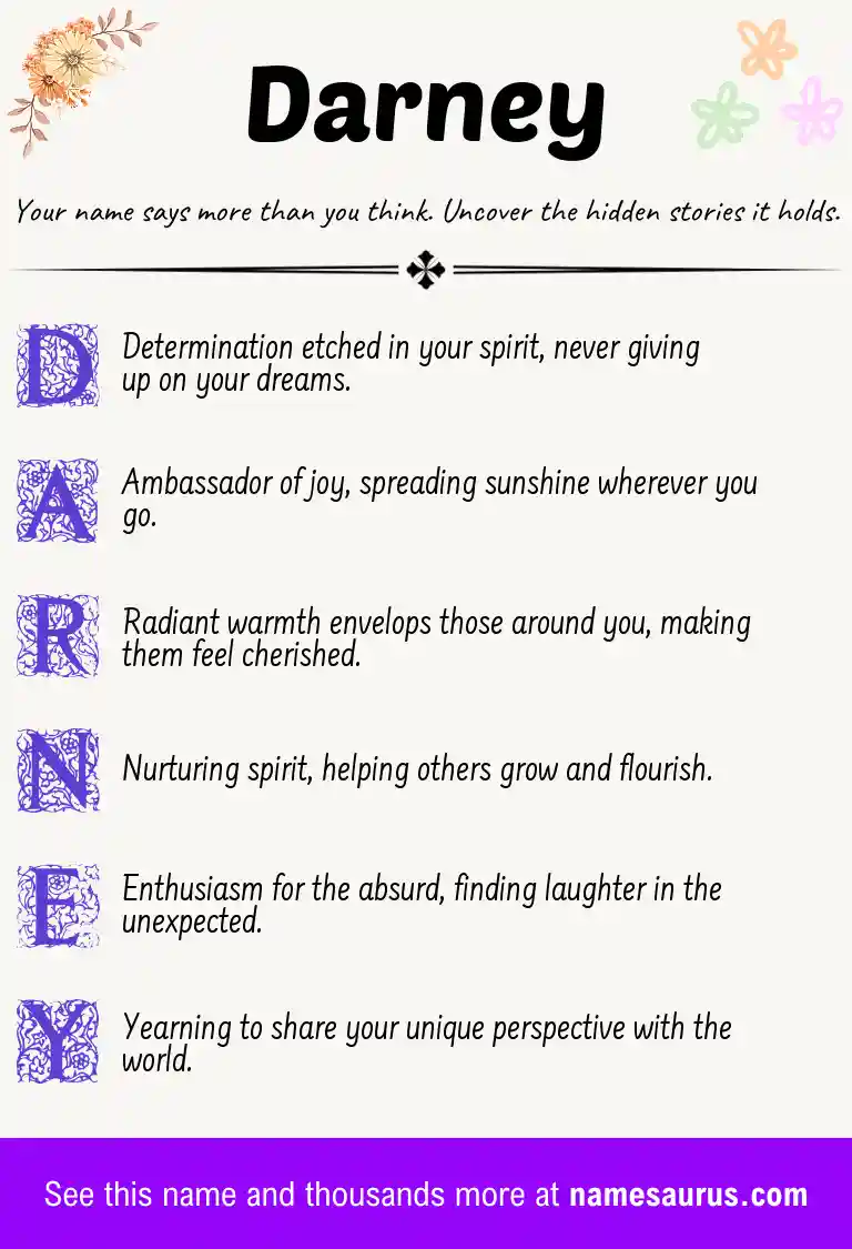 Acrostic poem about Darney.