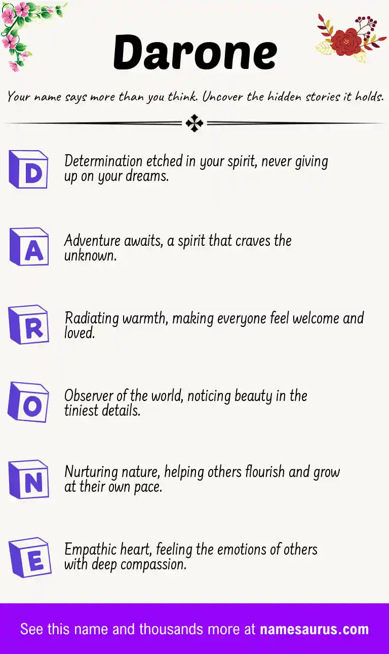 Acrostic poem about Darone.