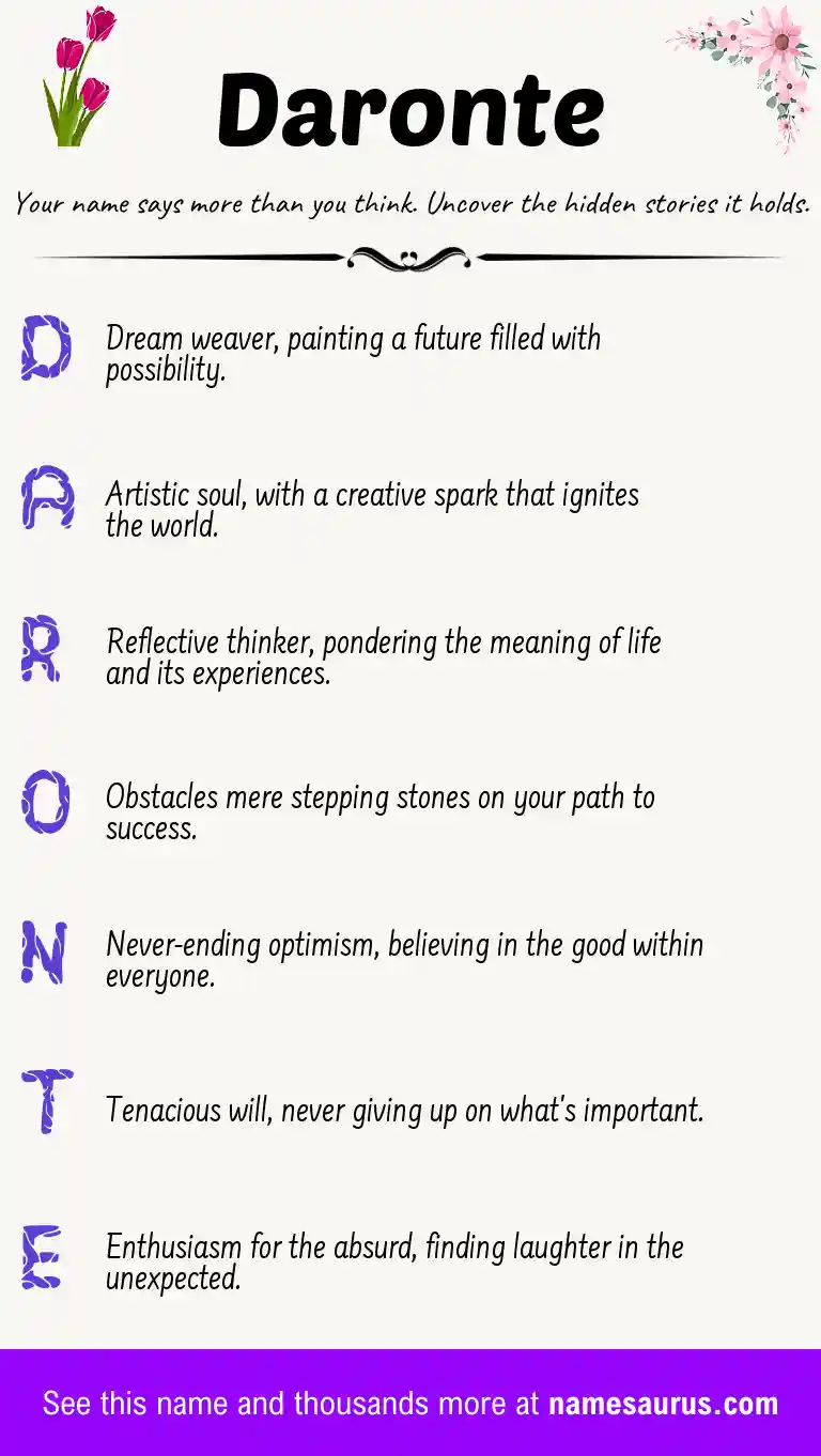 Acrostic poem about Daronte.