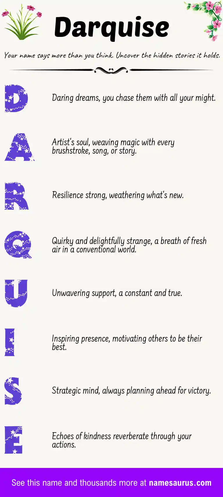 Acrostic poem about Darquise.