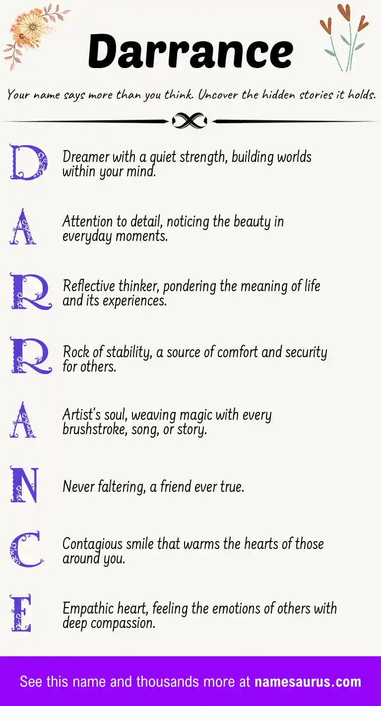 Acrostic poem about Darrance.