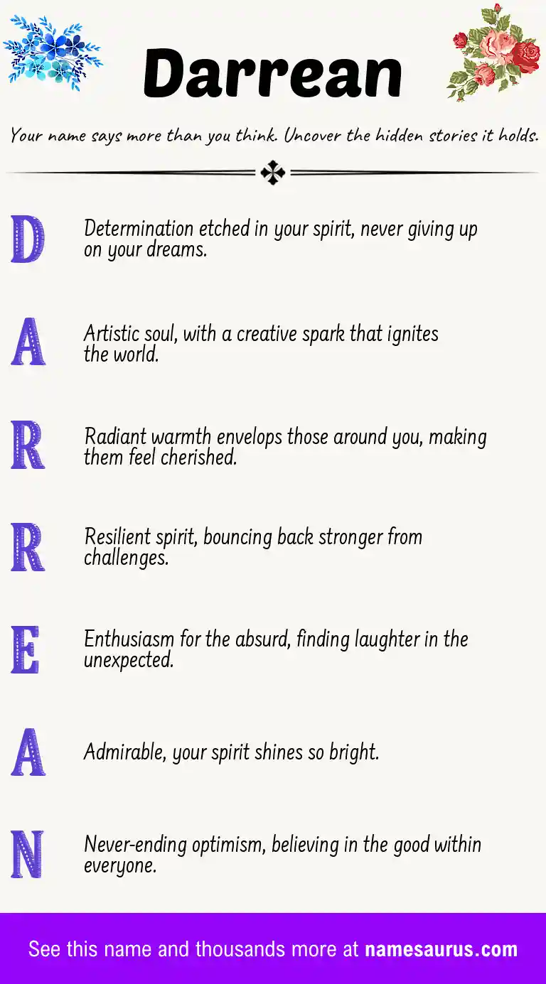 Acrostic poem about Darrean.