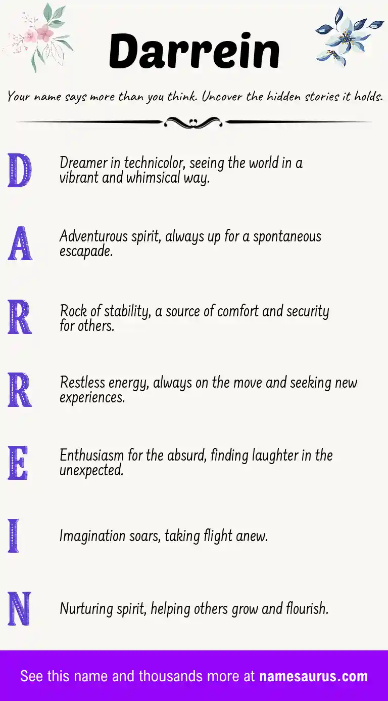 Acrostic poem about Darrein.